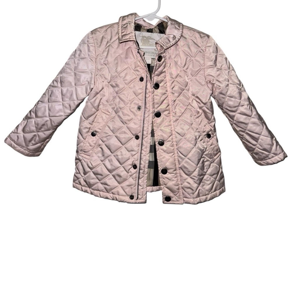 Burberry Toddler Girl Light Pink Quilted Hooded Jacket